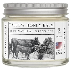 Tallow Honey Balm, 2 oz, Organic Raw Honey & Castor Oil, Grass-Fed Beef Tallow, All-Natural Moisturizer for Dry and Sensitive Skin, Soothing Body and Face Cream