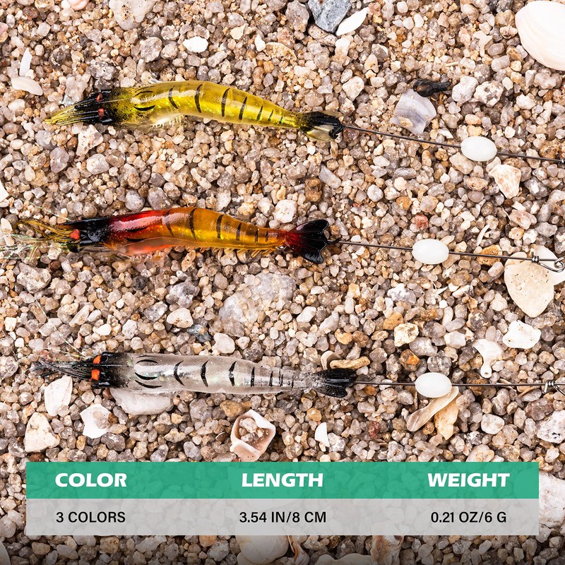 Goture Soft Plastic Lures Artificial Bait Luminous Shrimp Fishing Lure