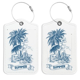 LARTSFRO Beach Summer Luggage Tags for Suitcases, Cute Leather Travel Bag Tags for Luggage, Luggage Accessories for Teen Girls, Travel Gifts Suitcase Tags