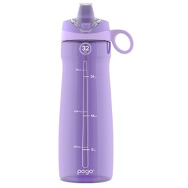Pogo BPA-Free Tritan Plastic Water Bottle with Soft Straw, 32 Oz, Lilac