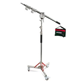 YouTin Heavy Duty Light Stand with Casters and Boom Arm, Adjustable Tripod Stand Stainless Steel,Photography Wheeled Base Stand for Studio Softbox, Monolight, Reflector