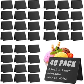 Abaigeal 40 PCS Mini Chalkboard Signs 10 x 7.5 cm Food Labels for Party Buffet Small Chalkboard Sign Tabletop Blackboard Sign for Wedding Party Buffet Birthdays Bakery Mini Chalkboard