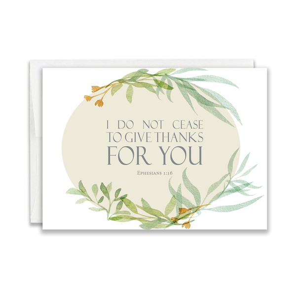 JBH Creations Religious Thank You Cards with Bible Verse - Watercolor Scripture Design - Pack of 24 - Oval