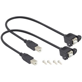 HCFeng USB 2.0 B Printer Cable USB 2.0 B Cable Female to Male Printer Cable USB 2.0 Type-B Male to Female Printing and Data Extension Adapter for Printer Scanner HDD[2psc-30cm/1ft-180°]