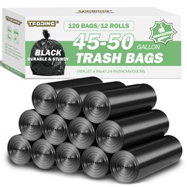 45-50 Gallon Black Trash Bags 120 Count - 38''x47'' Large Garbage Bags Unscented, 40+ Gallon Trash Can Liners, Multipurpose for Office, Outdoor, Yard and Commercial