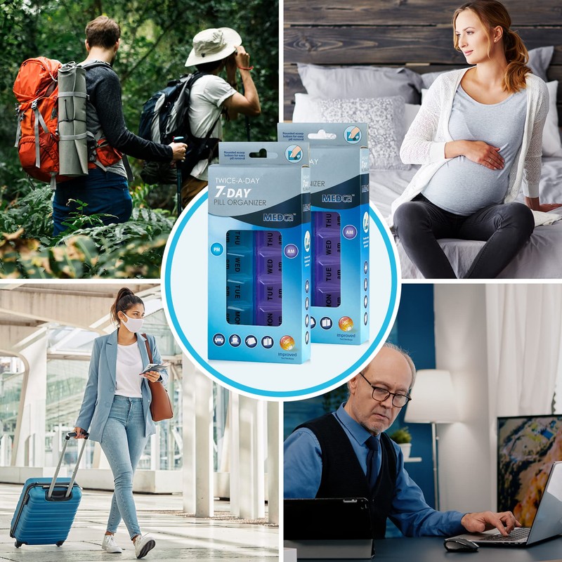 MEDca Weekly Pill Organizer, Twice-a-Day, Pack of 2