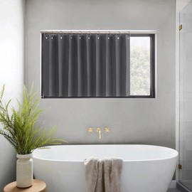 NICETOWN Blackout Curtain Valance for Small Windows, Accordion Style Short Door Curtains for Classroom Privacy, Thermal Insulated Valances for Kitchen Cabinet, 1 Panel, 50" Wide x 20" Long, Grey