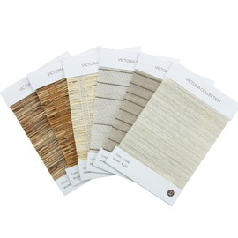 LUSTROWIN Custom Flax Shades Cordless Bamboo Roman Shades for Windows and Doors Natural Woven Sample Swatch Kit, 6 Colors, Victoria