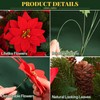 20 Pcs Christmas Poinsettia Flowers Artificial Pine Stems with Pinecone