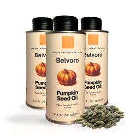 Belvoro Styrian Pumpkin Seed Oil, Toasted, 100% Pure, Supports Heart & Hair Health, Gourmet Cooking Oil, Vegan, Non-GMO, Gluten-Free (8.4 Fl Oz (250 ml) - 3 pack, Pumpkin Seed Oil)