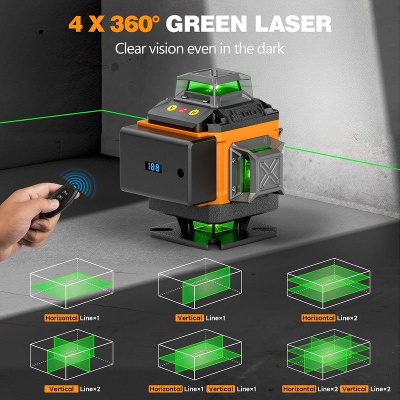 Alloyman Laser Level 4 X 360°Self Leveling with Tripod, 16