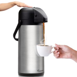 85 oz (2.5L) Airpot Coffee Carafe with Pump, Insulated Stainless Steel Coffee Dispenser, Coffee Carafes for Keeping Hot/Cold, Hot Beverage Dispenser for Party