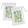 Ambesonne Shabby Flora Fabric Pouch Set of 2, Tropical Botany