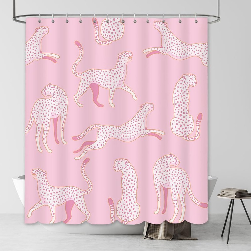 AIBIIN Boho Leopard Shower Curtain Animal Cheetah Trendy Bathroom Decorative