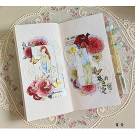 DingDing Vol6-18,Washi Tape Stickers,1.57 in x 10.94 YD,Original Design Vintage Casualness Girl,for Scrapbook Supplies,Scrapbook Tape Stickers,Junk Journal Supplies,Bullet Journal Supplies