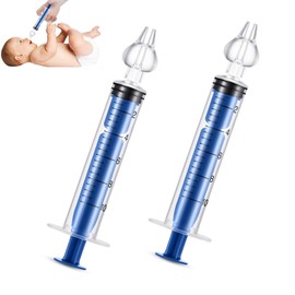 Baby Nasal Aspirator, Nasal Syringe for Baby Syringe Nasal Irrigator with Professional Reusable Silicone Nasal Suction Tip Nose Cleaner for Irrigation Nasal Spray Nasal Hygiene (Blue, 2 Pieces)