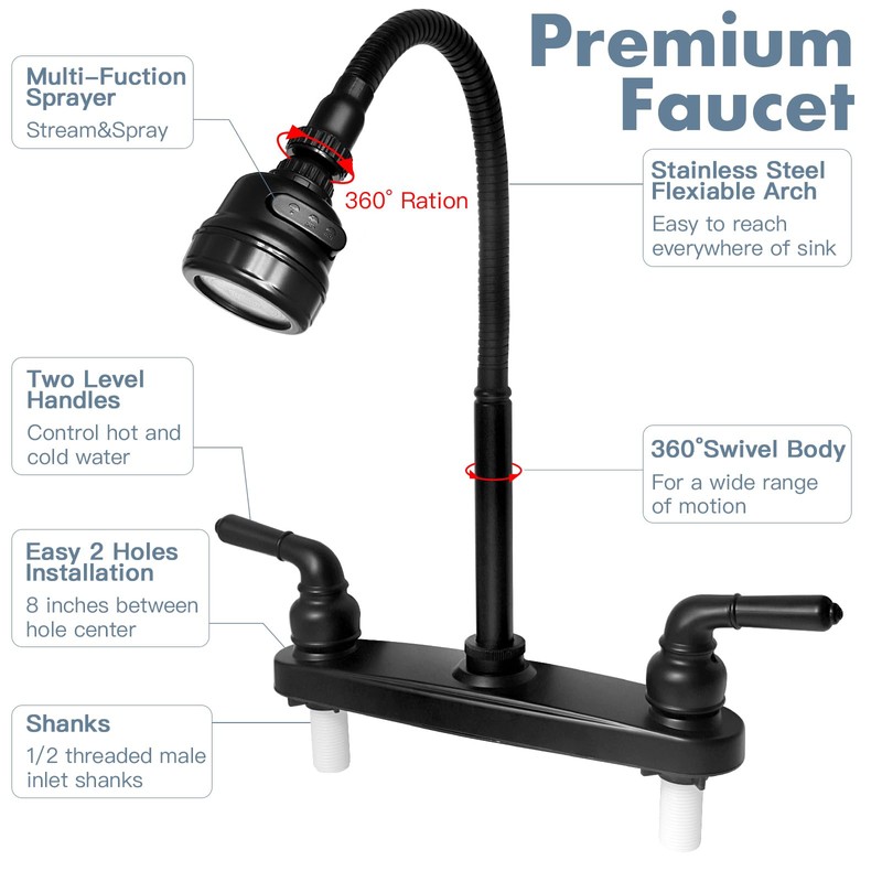 RV Kitchen Faucet,Camper RV Kitchen Sink Faucet Replacement with 2
