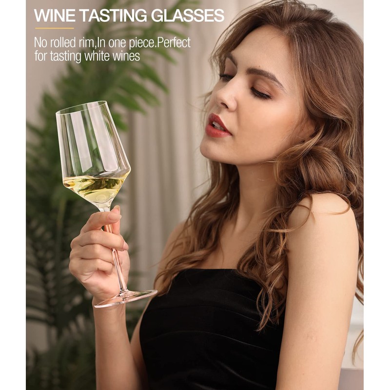 OJA White Wine Glasses Set of 4- Modern Crystal Hand