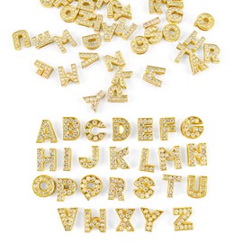 ANNASAMDO Pack of 52 Alphabet A: Z Letter Slide Charm Pendants with 8 mm Hole, Women's Charm Pendant Set for Bracelet and Necklace, for Women and Girls, Stone