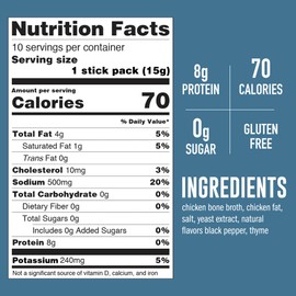 LonoLife Keto Chicken Bone Broth Powder Mix | 10g Protein | Collagen-Rich, Keto & Paleo Friendly | Natural Ingredients | 4 Portable Stick Pack Servings