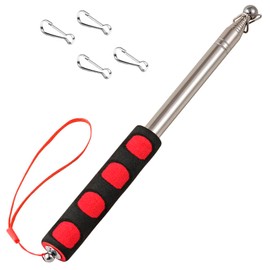 Qiuboluny 2.5M Telescopic Handheld Flagpoles with Clips Portable Flag Pole Lightweight Extendable Tour Guide Stainless Steel Banner Flag Pole Pointer for Teachers with Anti-Slip Grip (Red)