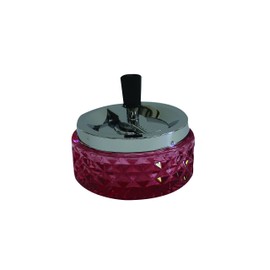 Hank Star 4.75" Round Push Down Glass Ashtray with Spinning Tray ~ Choose Your Own Color (Purple)