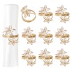 URROMA Five-petaled Flowers Napkin Rings, 10 Pcs Metal Gold Napkin