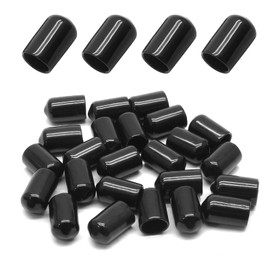 Bonsicoky 24 Pcs Round Rubber End Caps, 3/8" (9.5mm) ID Vinyl Flexible Screw Thread Protectors, Black Bolt End Caps for Metal Tubing Rod Bolt