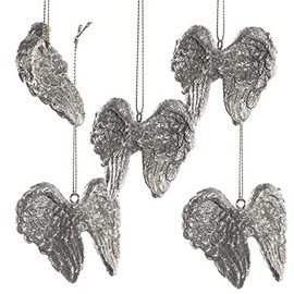 Logbuch-Verlag 5 Angel Wings Angel Wings Pendant Silver Decoration Christmas with String for Hanging 5 cm