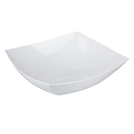 Restaurantware Moderna 64 Ounce Fancy Plastic Bowls 10 Square Disposable Salad Bowls - Durable Heavy-duty White Plastic Bowls For Warm And Cold Foods