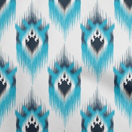 oneOone Cotton Cambric Turquoise Blue Fabric Asian Ikat Fabric for Sewing Printed Craft Fabric by The Yard 56 Inch Wide