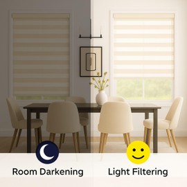 ShadesU Cordless Zebra Blinds – Light Filtering Dual-Layer Window Shades for Privacy (Cream Color) (Maximum Height 72") (Width 46")