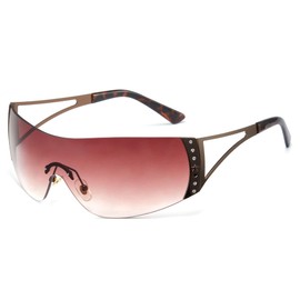 Cyxus Y2K Sunglasses, Women's, Men's, Futuristic Frame, UV Protection, Small Face Effect, For Fishing, Driving, Climbing, Traveling, Sports, Fashionable (1087 Brown)