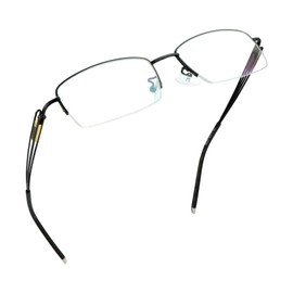 LifeArt Alloy Semi-Rimless Reading Glasses,Blue Light Blocking Glasses, Anti Eyestrain, Computer Gaming Glasses, TV Glasses for Men, Anti Glare (Black, 0.00 Magnification)