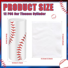 Faccito 12 Pcs Car Tissues Cylinder Holder with Facial Tissue Bulk Baseball Themed Tissue Holder Travel Tissues Tubes Boxes Container for Car Cup Baseball Party Decoration Supplies
