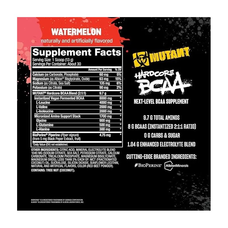 Bcaa Hardcore Mutant Aminoacidos Suplemento 30 Servicios Sabor Blue Razzberry