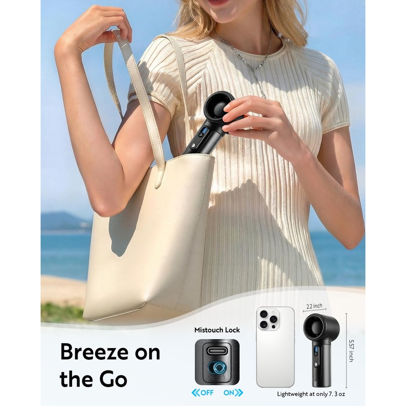 Handheld Portable Fan, 5000mAh Rechargeable Powerful Mini Fan
