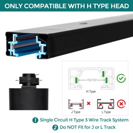 H Track Lighting Connector Kit - iCreating Black H Track Lighting Rail Connectors, 3 Wire Track Lighting Fixtures Accessories All in One Kit for Single Circuit H Type LED Track Lighting Heads System