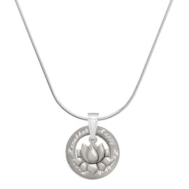 Delight Jewelry Silvertone Small Lotus Flower - Silvertone Happy Hanukkah Message Ring Necklace, 18"