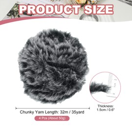PATIKIL 35yds Faux Fur Yarn, 4 Skeins 0.7" OD 50g Soft Fuzzy Yarn Crochet Fluffy Chunky Polyester Plush Fur for Crocheting and Hand Knitting Shawls Hat Blanket Rug, Night Black