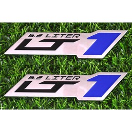 2pcs LT 1 6.2 Liter ZR1 Emblem Engine Hood Badge Decal Replacement for C4 C7 (Black Red)