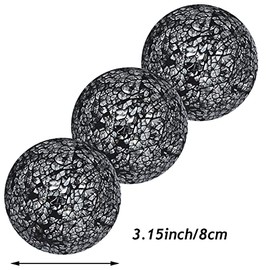 3 piezas de orbes de cristal de mosaico de 3.15 pulgadas, bolas decorativas de cristal para centros de mesa, jarrones, decoración de mesa de comedor (negro)