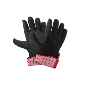 Kitchen Grips Set of 2 FLXaPrene Small 5-Finger Glove, Cherry/White Woven 26cm/10.25"