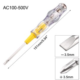 uxcell Voltage Tester Pen AC 100-500V with 3.5mm Slotted Phillips Screwdriver 151mm Length for Circuit Test, Clear and Yellow