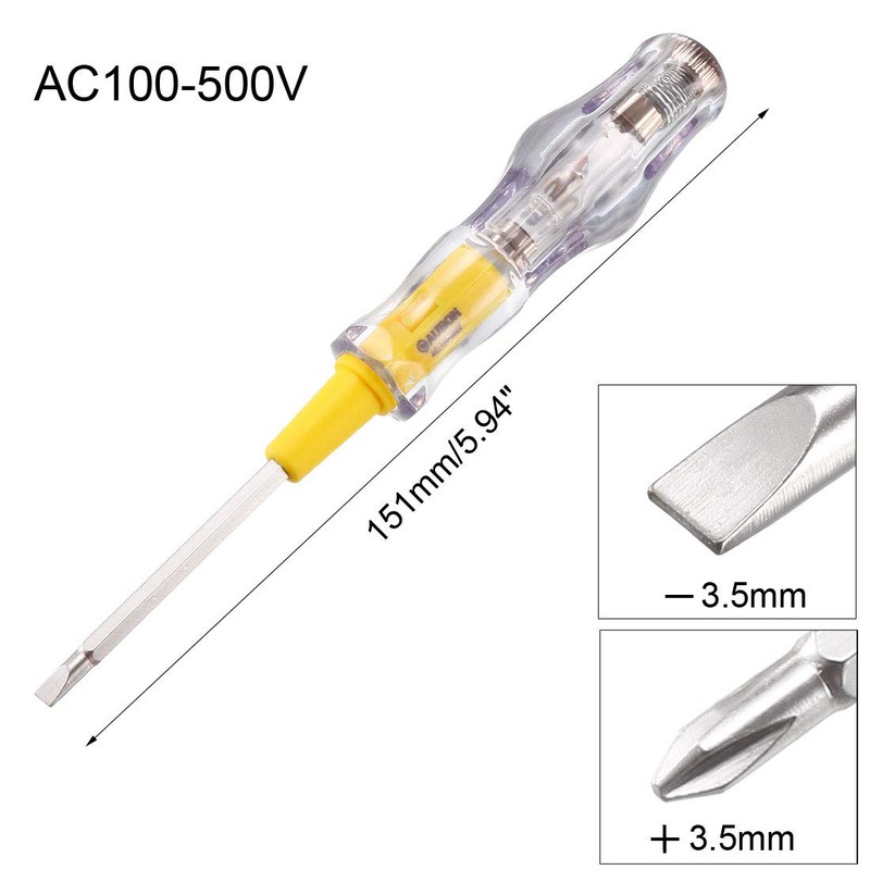 uxcell Voltage Tester Pen AC 100-500V with 3.5mm Slotted Phillips