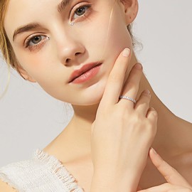 DAYBYDAY Moissanite Rings for Women Stackable Wedding Band 925 Sterling Silver Created Diamond Moissanite Eternity Band Rings Size 9