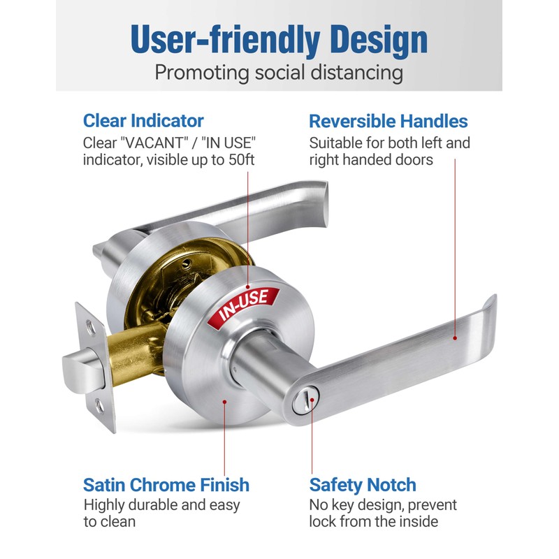 Polar Tangro 2 Pack Privacy Indicator Door Lock, ANSI Grade