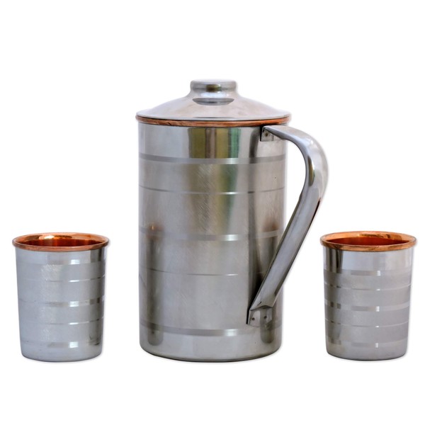 HealthGoodsIn - Stainless Steel and Pure Copper Water Pitcher with