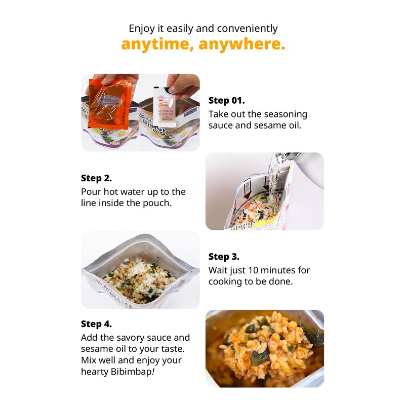 Easybab Korean Ready to Eat Bibimbap, Kimchi (2 PACK)