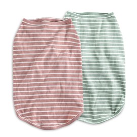 Koneseve Koneseve Dog Shirt Vest Lightweight Stretchy Dog T-Shirts Soft Cool Shirts Sleeveless Stripe Vests Breathable Clothes for Puppy Kitty Cats Small Medium Large Dogs 2 Pack Pink + Green [ L/Large ]